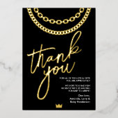 Hip Hop Gold Chain Baby shower Hartelijk dank Folie Uitnodiging (Voorkant)