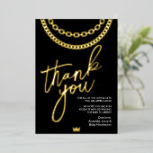 Hip Hop Gold Chain Baby shower Hartelijk dank Folie Uitnodiging (Staand Voorkant)