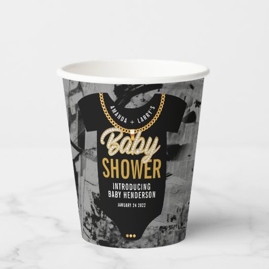 Hip Hop Gold Chain Baby shower Papieren Bekers (Voorkant)