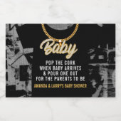 Hip Hop Gold Chain Baby shower Sparkling Wijnetiket (Enkel label)