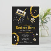 Hip Hop Gold Chain Cassette 80's 90's Birthday Kaart (Staand voorkant)