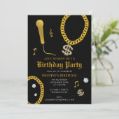 Hip Hop Gold Chain Microphone 80's 90's Birthday Kaart (Staand voorkant)