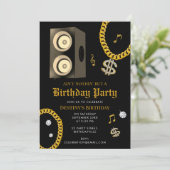 Hip Hop Gold Chain Subwoofer 80's 90's Birthday Kaart (Staand voorkant)