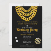 Hip Hop Gold Cuban Link Chain 90's Birthday Party Kaart (Voorkant)