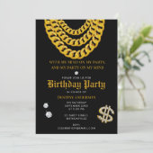 Hip Hop Gold Cuban Link Chain 90's Birthday Party Kaart (Staand voorkant)