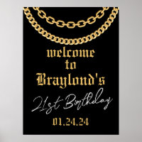 Hip Hop Gouden Cubaanse Link Ketting Welkom Bord P