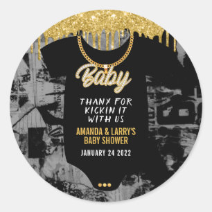 Hip Hop Gouden Ketting Baby Shower Ronde Sticker