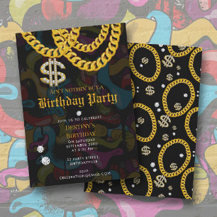 Hip Hop Gouden Ketting Graffiti 90's Verjaardagsfe Kaart