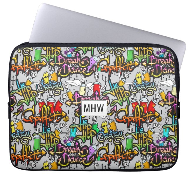 Hip Hop Graffiti aangepaste monogram laptop mouwen Sleeve (Voorkant)