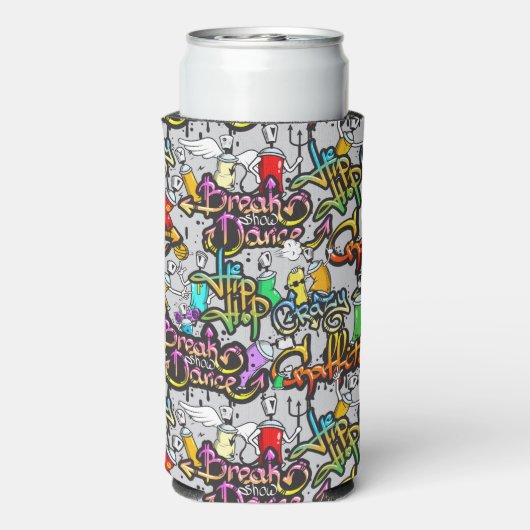 Hip Hop Graffiti, aangepaste naam Seltzer Blikjeskoeler (Seltzer Achterkant)