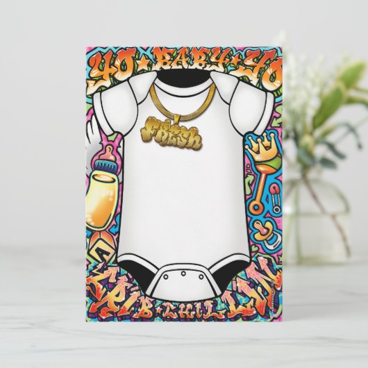 Hip Hop Graffiti Baby Shower Invitaties Kaart (Staand voorkant)