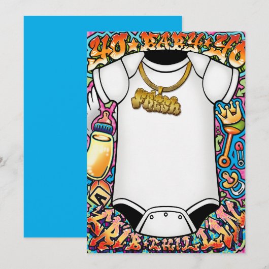 Hip Hop Graffiti Baby Shower Invitaties Kaart (Voorkant / Achterkant)