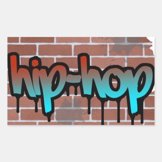 hip hop graffiti ontwerp rechthoekige sticker (Voorkant)