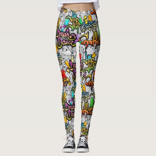 Hip Hop Graffiti Patroon Leggings (Voorkant)