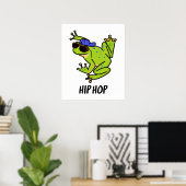 Hip Hop Grappige Springende Kikker Woordgrap Poster (Thuiskantoor)