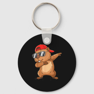 Hip Hop Grondmarmot Dabbing Met Achterstevoren Pet Sleutelhanger