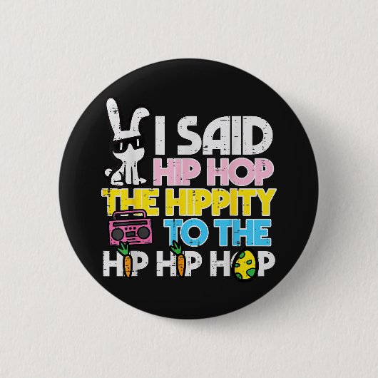 Hip Hop Hippity Paashaas Ronde Button 5,7 Cm (Voorkant)
