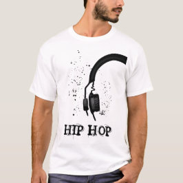 Hip Hop Hoofdtelefoon grafisch zwart-wit T-shirt