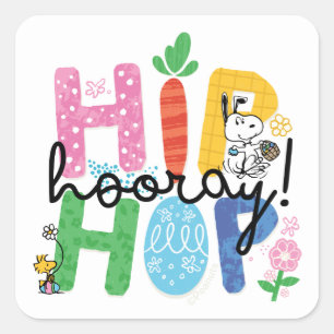 Hip Hop Hooray Snoopy Pasen Vierkante Sticker