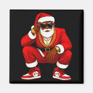 Hip Hop Kerstman Afro-Amerikaanse Mannen Kerst Squ Magneet