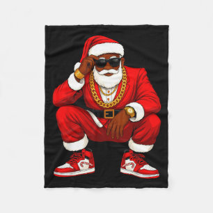 Hip Hop Kerstman Afro-Amerikaanse Mannen Kerstploe Fleece Deken
