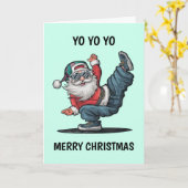 Hip Hop Kerstman Kerst Kaart (Gele Bloem)