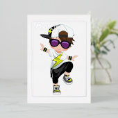 Hip Hop Kids Birthday Folie Folie Uitnodiging (Staand Voorkant)