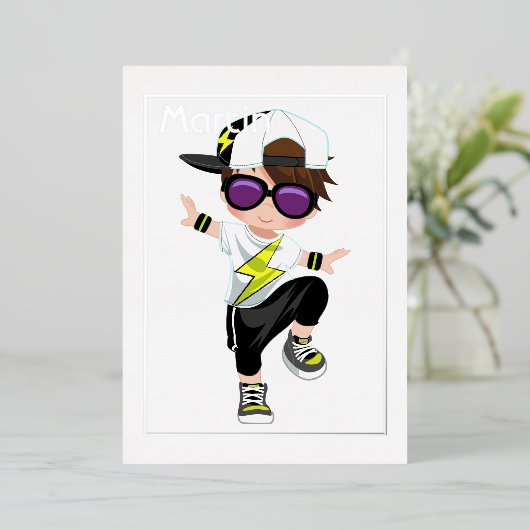 Hip Hop Kids Birthday Folie Folie Uitnodiging (Staand Voorkant)