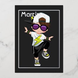 Hip Hop Kids Birthday Folie Folie Uitnodiging