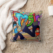 Hip - Hop Kinder Dansende Graffiti Wandachtergrond Kussen (Deken)