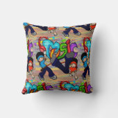Hip - Hop Kinder Dansende Graffiti Wandachtergrond Kussen (Achterkant)