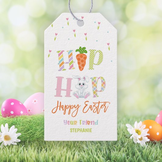 Hip Hop Konijn Pasen Cute Treat Zak  Cadeaulabel