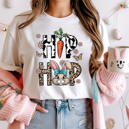 Hip Hop Leopard Bunny Pasen T-shirt