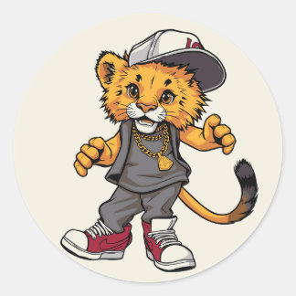 Hip-Hop Lion Cub illustratie Ronde Sticker