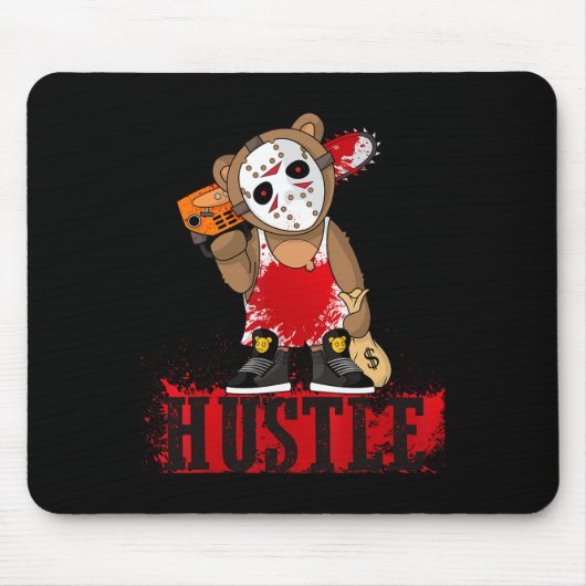 Hip Hop Lover Hockey Mask Teddy Bear Fun Entrepren Muismat (Voorkant)