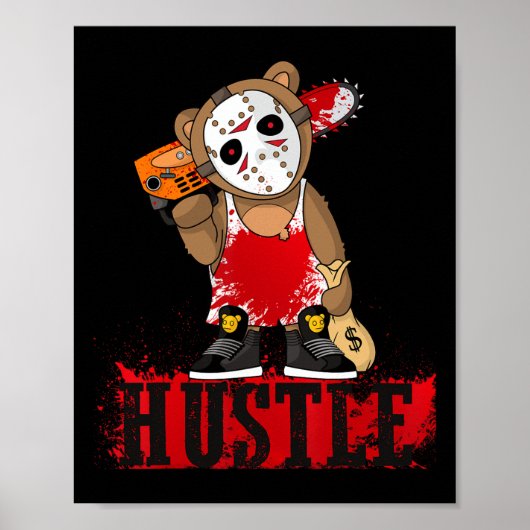 Hip Hop Lover Hockey Mask Teddy Bear Fun Entrepren Poster (Voorkant)
