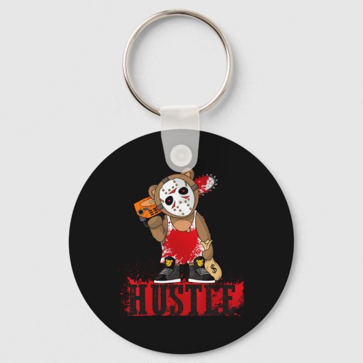 Hip Hop Lover Hockey Mask Teddy Bear Fun Entrepren Sleutelhanger (Voorkant)