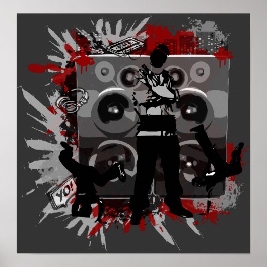 Hip Hop-luidsprekers Poster (Voorkant)