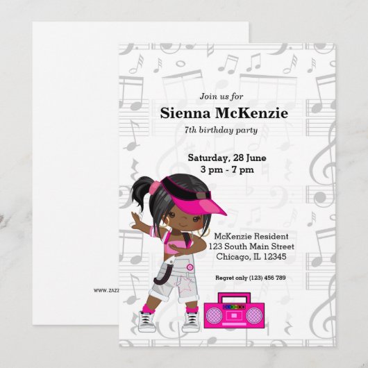 Hip hop meisje kaart (Voorkant / Achterkant)