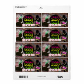 Hip Hop Mini Champagne flesjes Etiketten {Neon kle (Full Sheet)