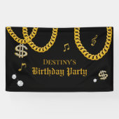 Hip Hop Music Gold Cuban Link Chain 90's Birthday Spandoek (Horizontaal)
