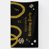 Hip Hop Music Gold Cuban Link Chain 90's Birthday Spandoek (Verticaal)