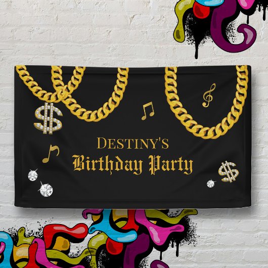 Hip Hop Music Gold Cuban Link Chain 90's Birthday Spandoek