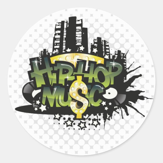 Hip-Hop Muziek | Schattigee geschenken Ronde Sticker (Voorkant)