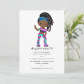 Hip Hop op Girl Braids Birthday Uitnodiging (Staand voorkant)