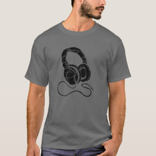 Hip-Hop over Ear Headphones Old School Rap Street T-shirt