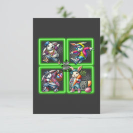 Hip Hop Paashaas Buddies, Neon Green | Bedankkaart