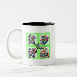 Hip Hop Paashaas Buddies, Neon Green Tweekleurige Koffiemok