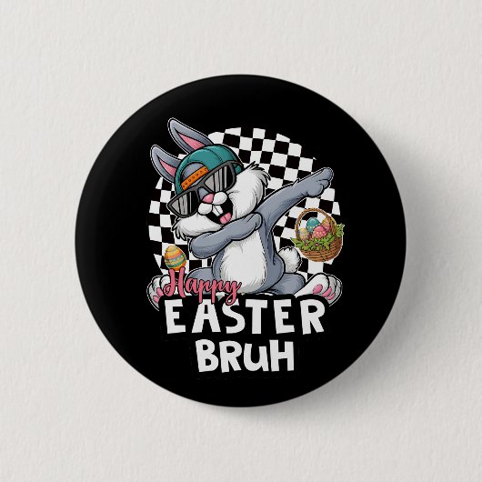 Hip Hop Paashaas Konijn Bruh Ronde Button 5,7 Cm (Voorkant)