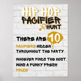 Hip Hop Pacifier Hunt Urban Baby shower Game Poster